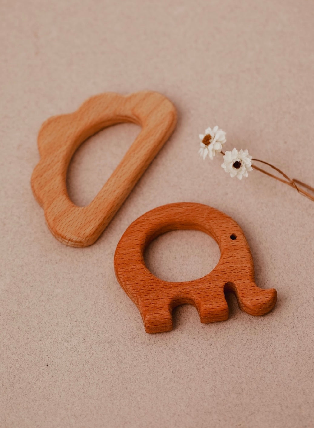 Beechwood Teether Set, Elephant & Cloud